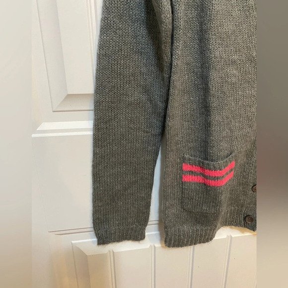 J Crew Gray/Pink striped button up cardigan - Picture 4 of 9